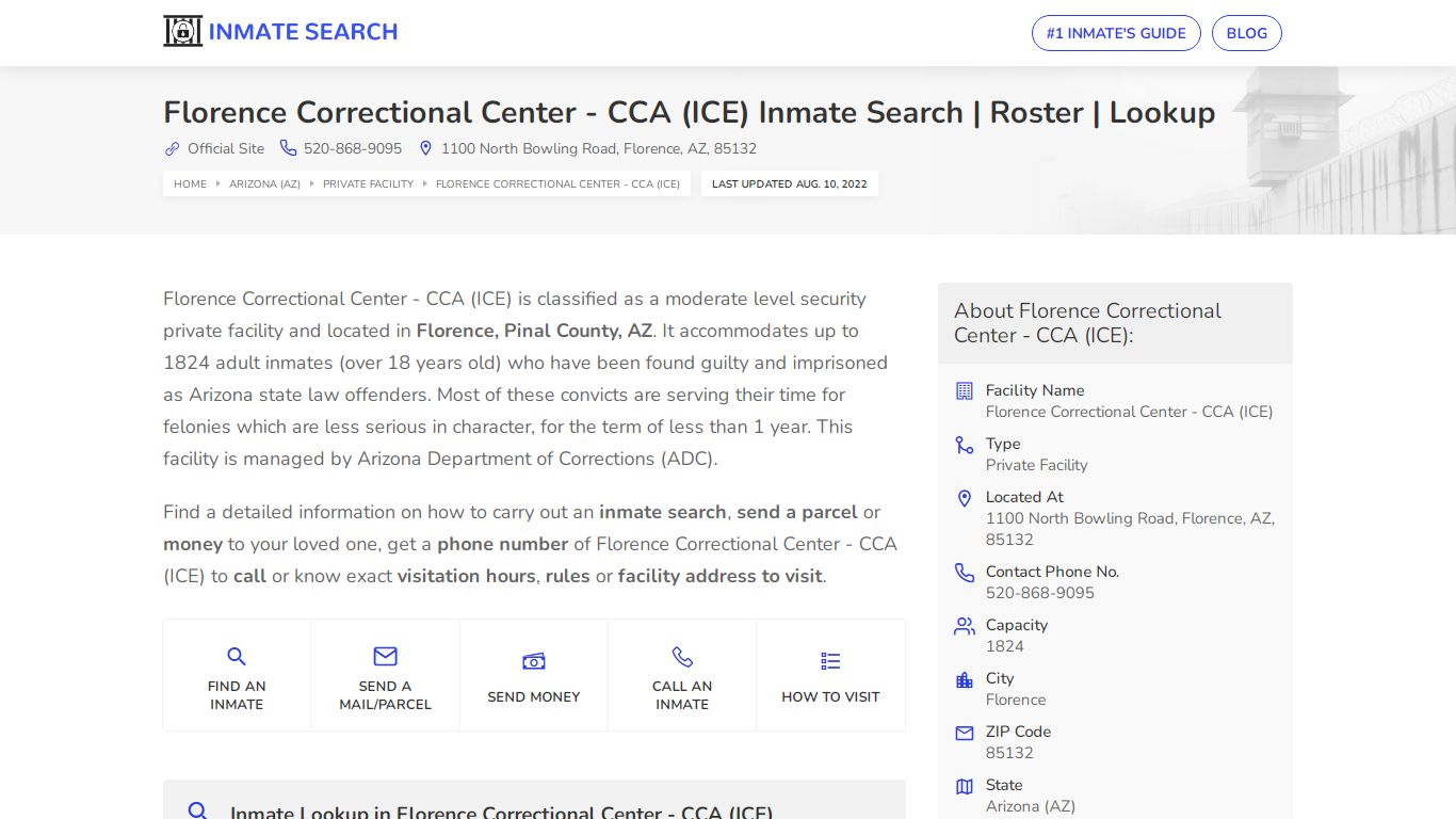 Florence Correctional Center - CCA (ICE) Inmate Search ...